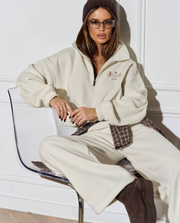 103 Спортивний костюм з поларфлісу на стойці з вишивкою